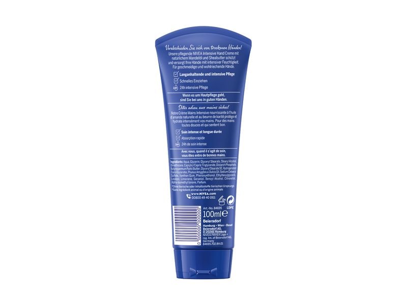 NIVEA Handcrème Intensive Care 100 ml Feuchtigkeitsspendende und schnell einziehende Handcreme mit Mandel-Öl