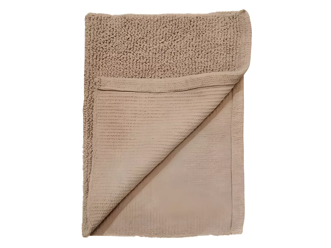 Lot de 2 tapis de salle de bain 40 x 60 cm en coton beige - PEPPO