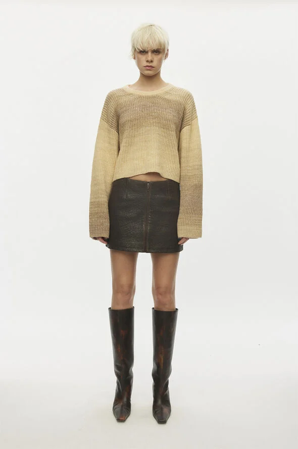 Oval Square Fall Cropped Knit Travertine