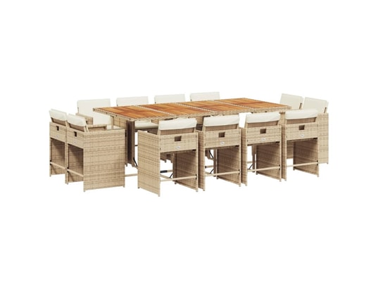 VIDAXL - Ensemble table et chaises Ensemble à manger de jardin et coussins 13 pcs beige