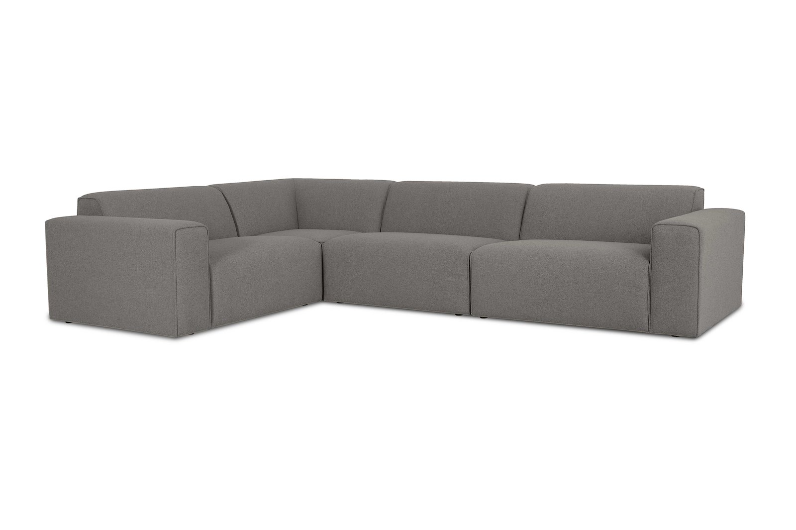 Styl hjørnesofa 1,5/3 hjørnesofa duo puter. Tekstil Lombardo 3/3 Warm Grey med sorte ben.