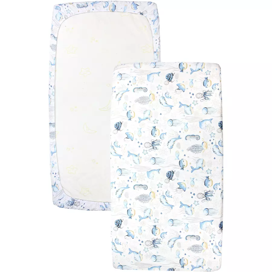 TupTam Baby Kinder Spannbettlaken 2er Pack blau Modell 1