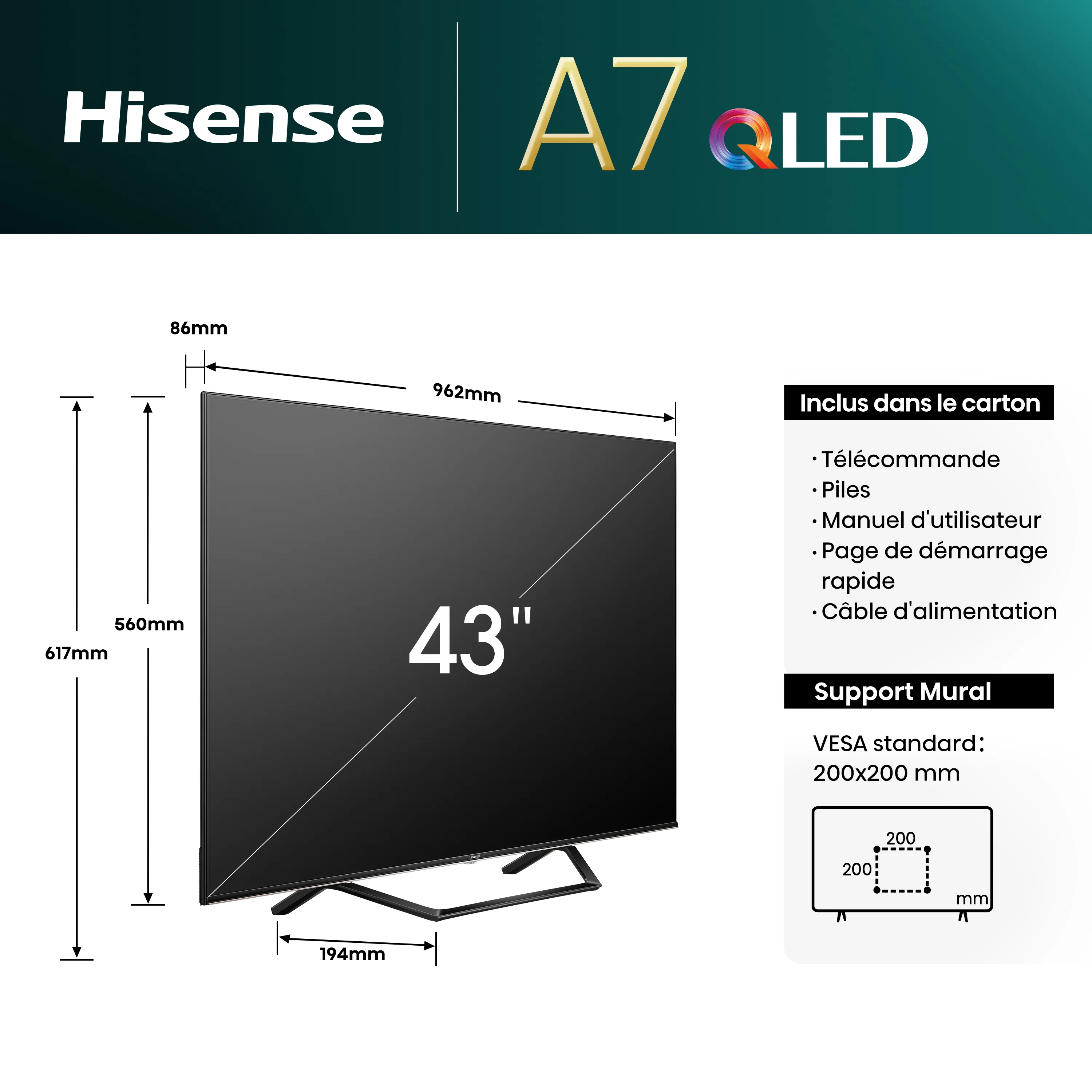 Hisense 43A7NQ TV QLED
