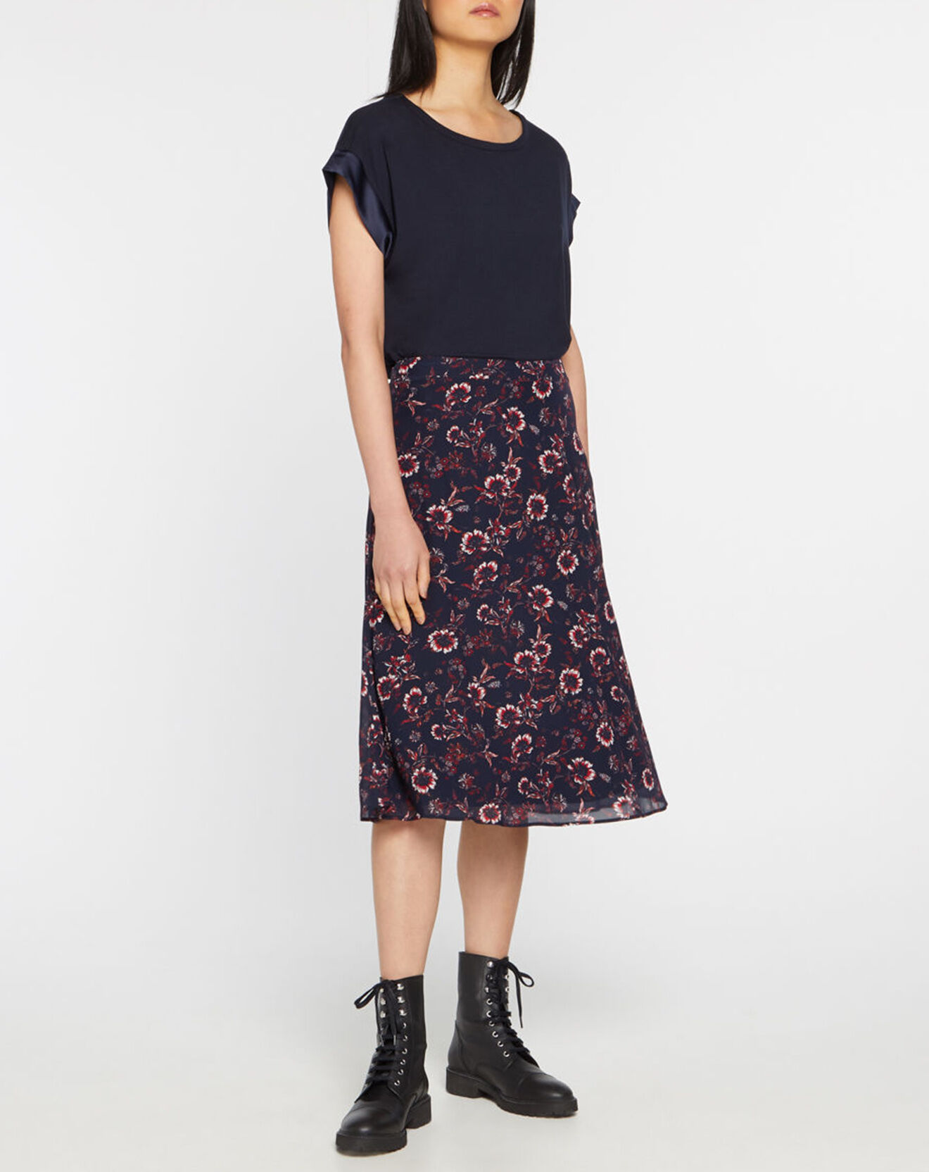 Tommy Hilfiger Jupe midi Theme à fleurs bleu/rouge