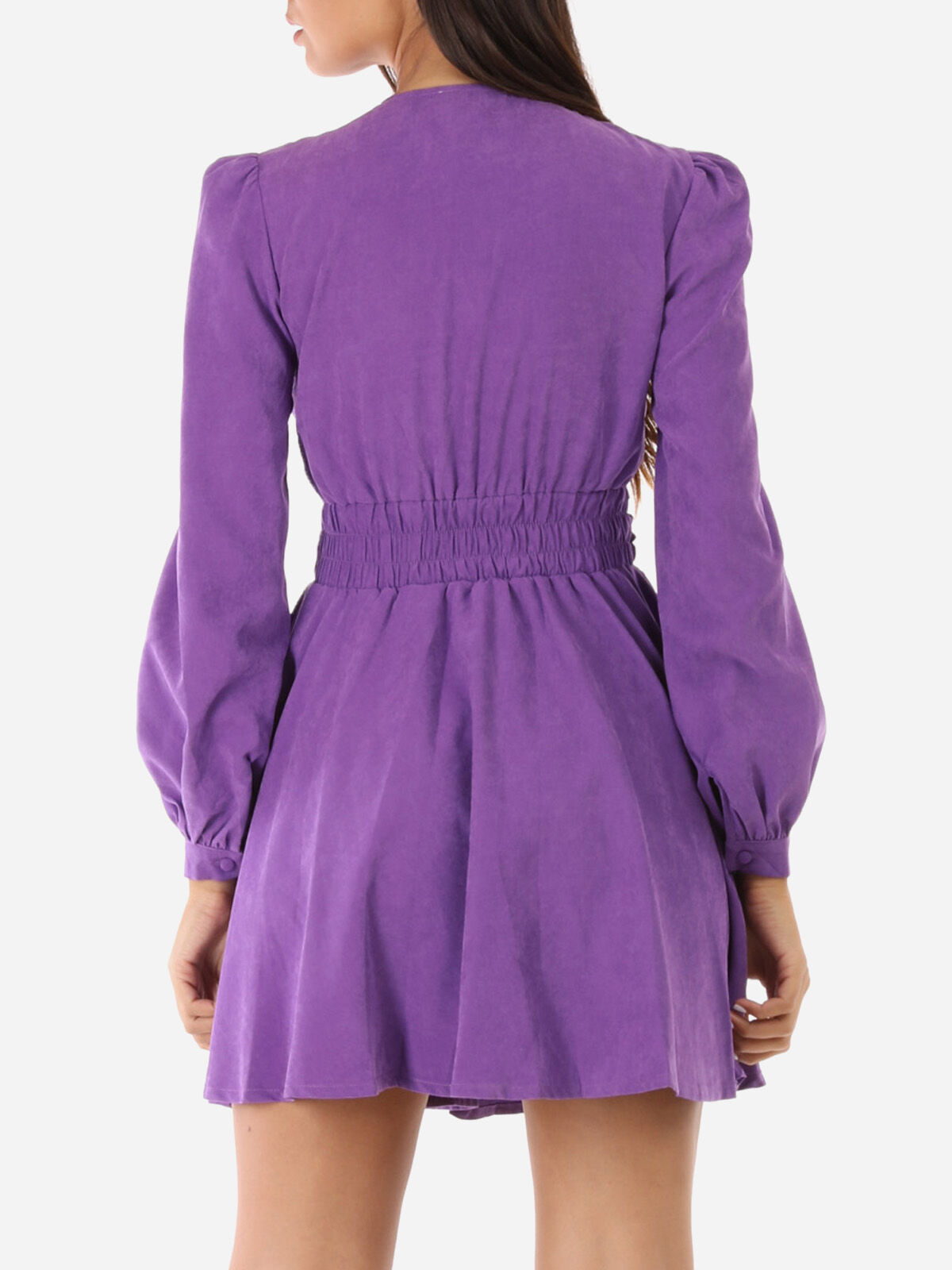 Robe patineuse cintrée à boutons- Violet
