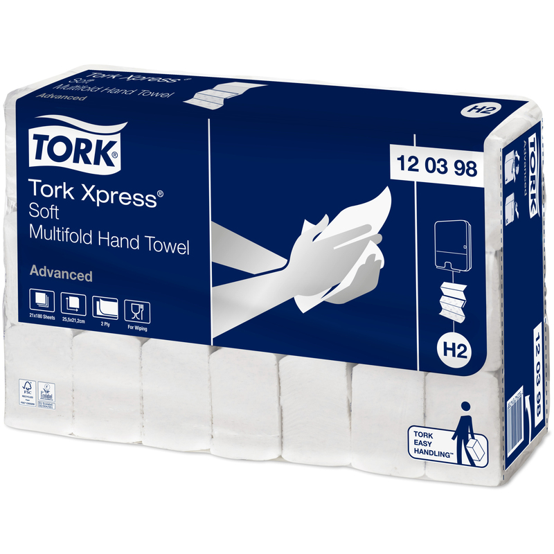 Tork Falthandtücher Z-Falz Xpress Advanced H2, weiss, 1 Karton à 21 Pack (3780 Tücher)