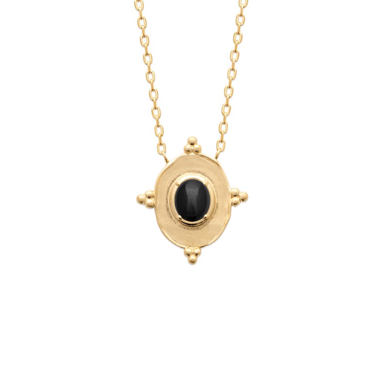 Collier plaqué or jaune et agate noire LILA - Bijoux Privés Discovery