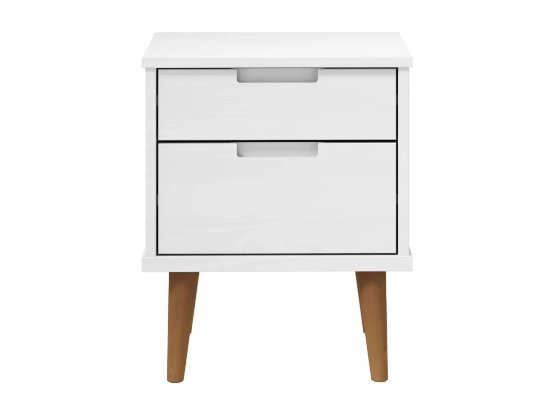 Table de chevet MOLDE Blanc 40x35x48 cm Bois de pin massif
