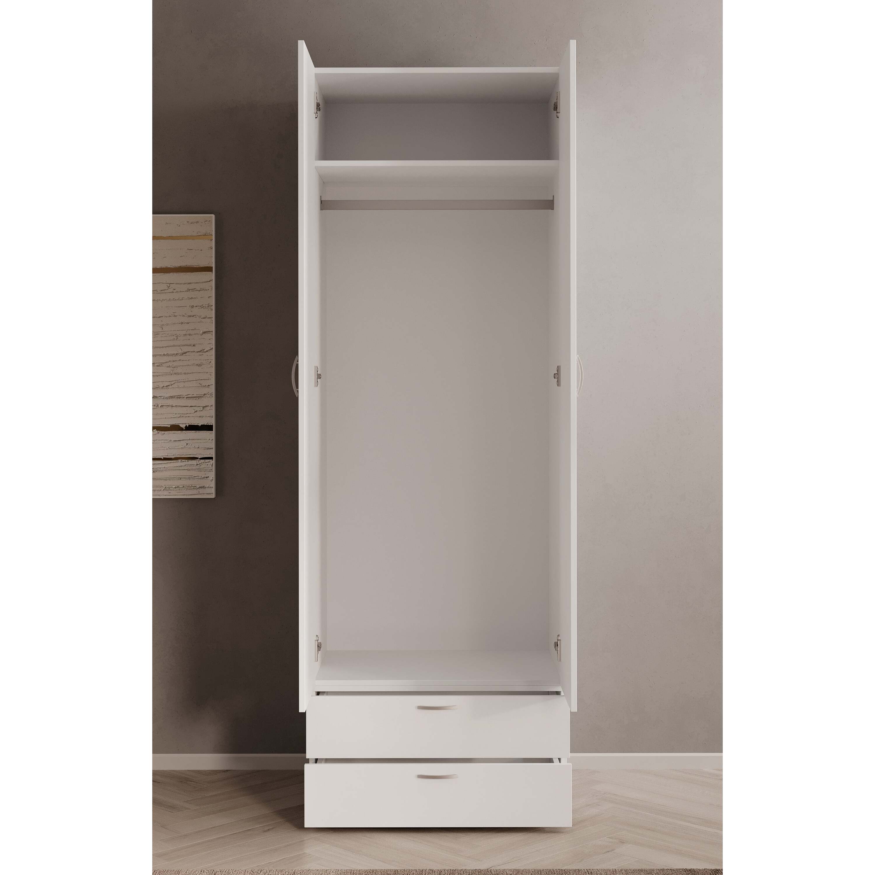 Meubella - Kledingkast Bernd - Wit - 74 cm - Met lades