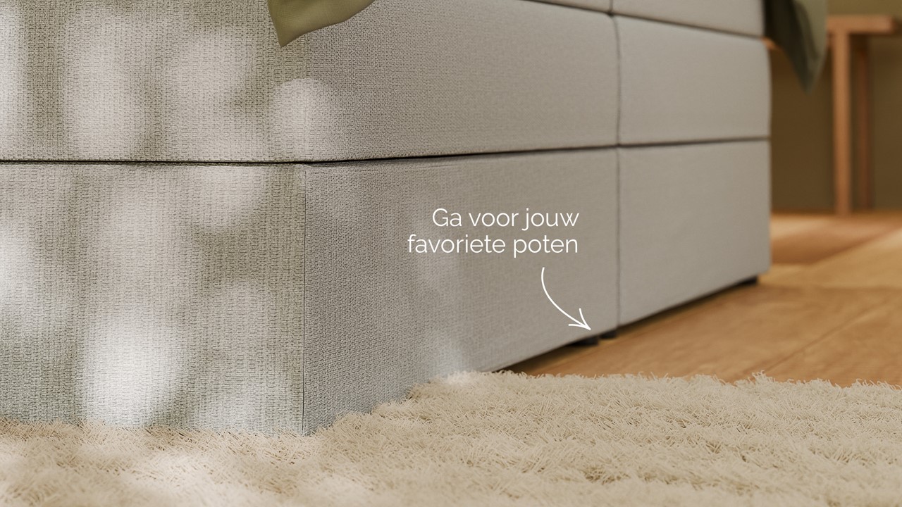 Opbergboxspring Jade - Bold touch ash grey