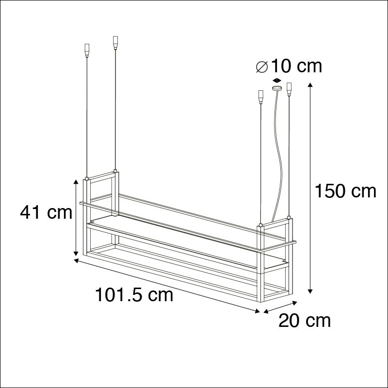 Smart hanglamp zwart incl. WiFi A60 - Cage Rack