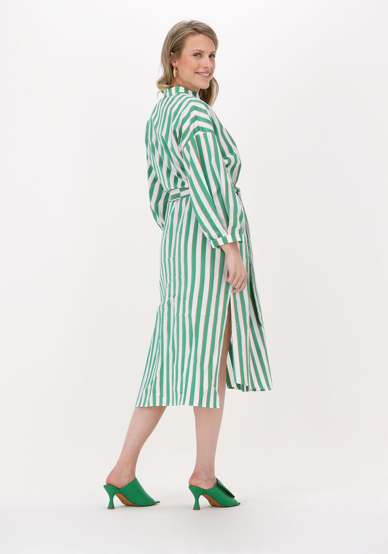 ACCESS groene access midi jurk striped shirt dress