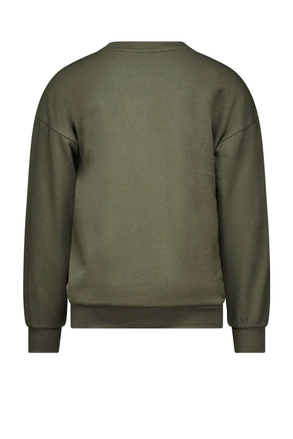 TYGO & vito sweater Sanne met printopdruk en borduursels tijmgroen