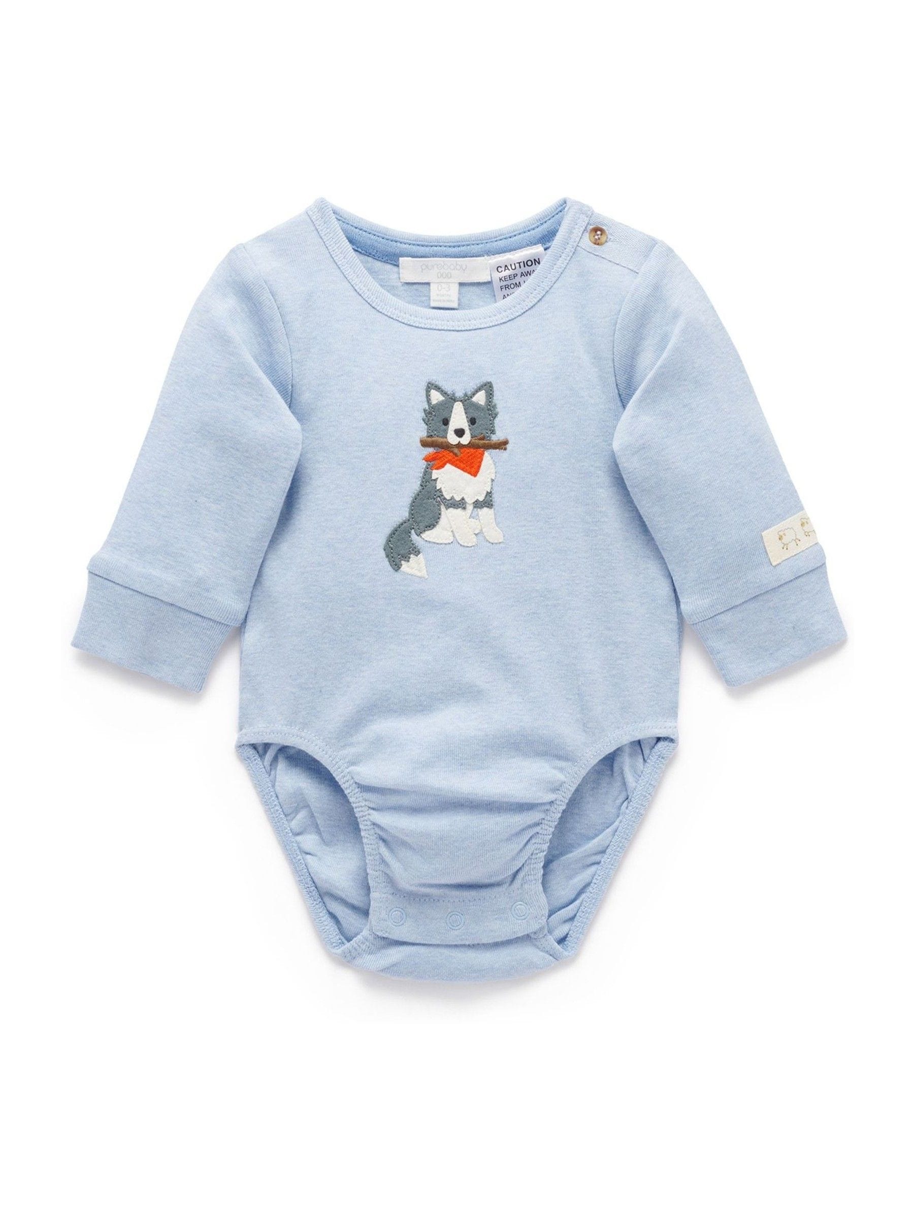 Blauw - Purebaby Appliqué Bodysuit