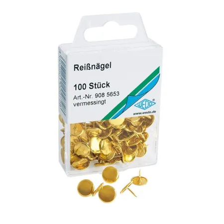 WEDO® 9085653 Reißnagel überkapselt in 100er SB-Dose, messing