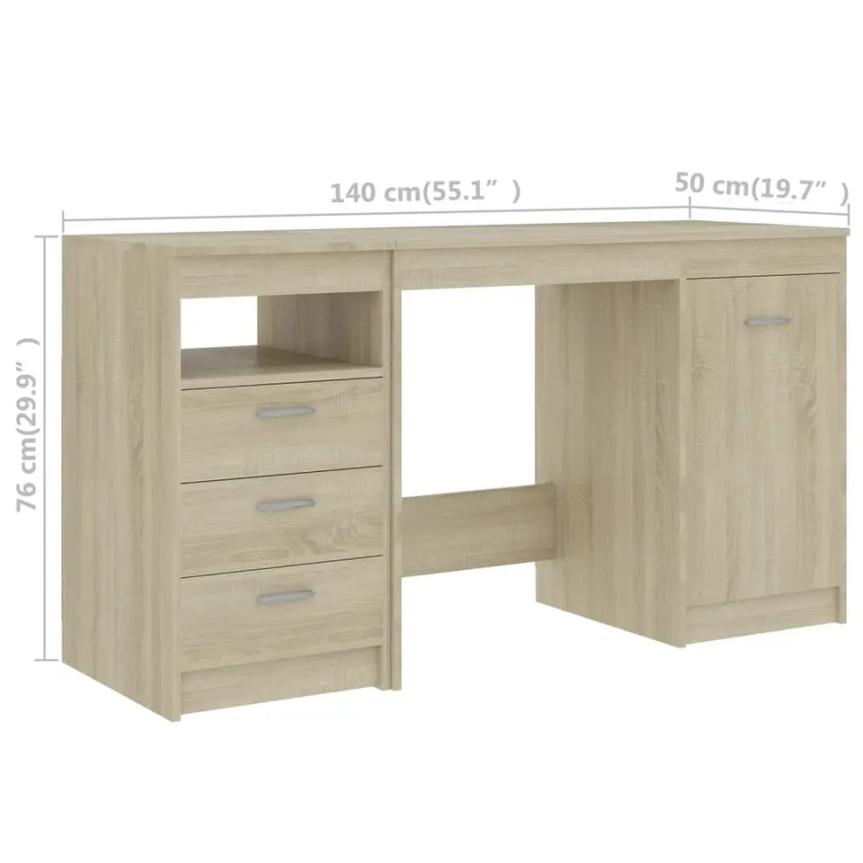 vidaXL - Bureau - Bruin - Bewerkt hout