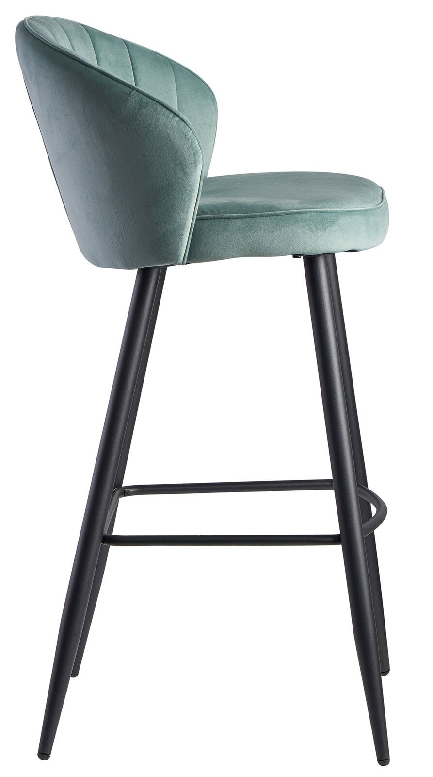 Barhocker mit Rückenlehne schwarz/ grün Samt