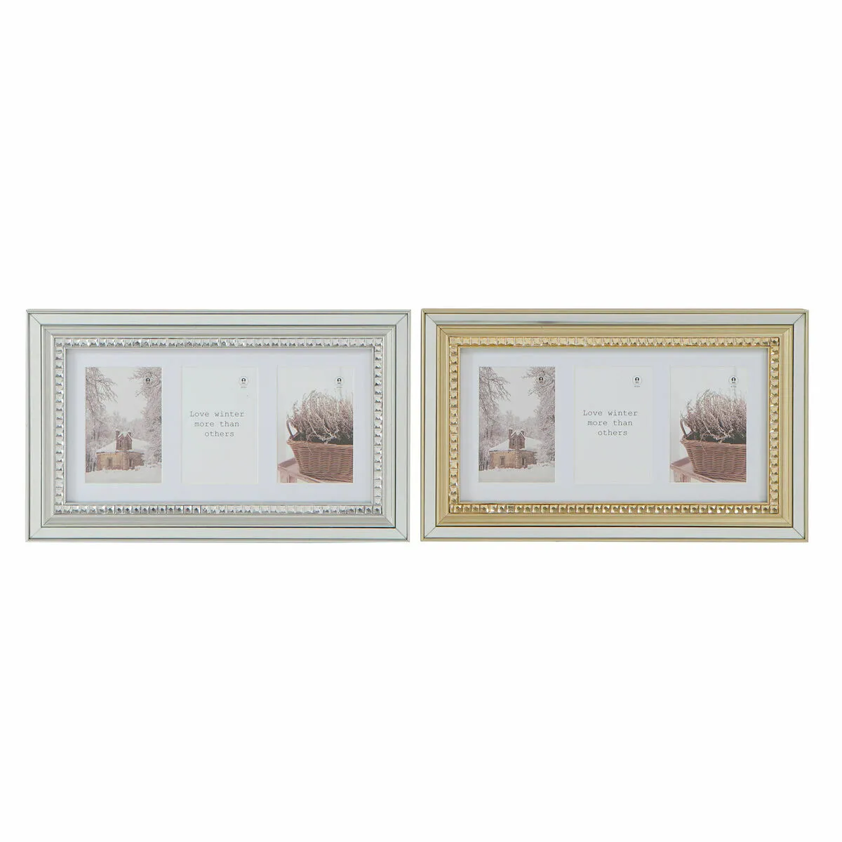 DKD Home Decor Cadre photo Verre polystyrène - Doré Argenté