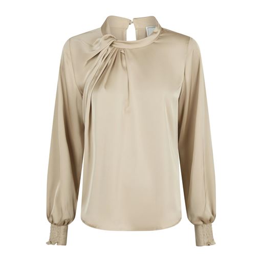 Neo Noir Fairy Drapy Satin Bluse, Champagne, 34