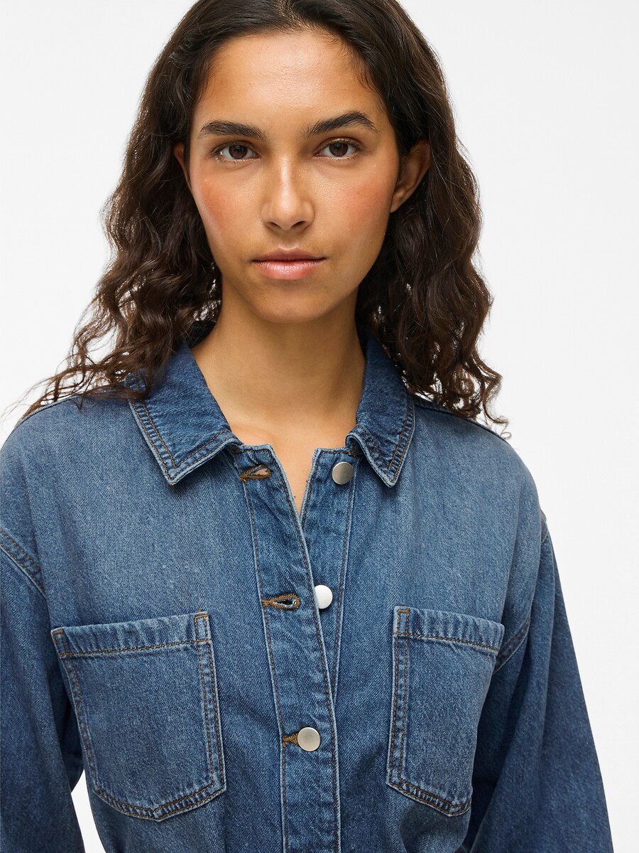 VILA<br>Vestido curto de ganga com cinto