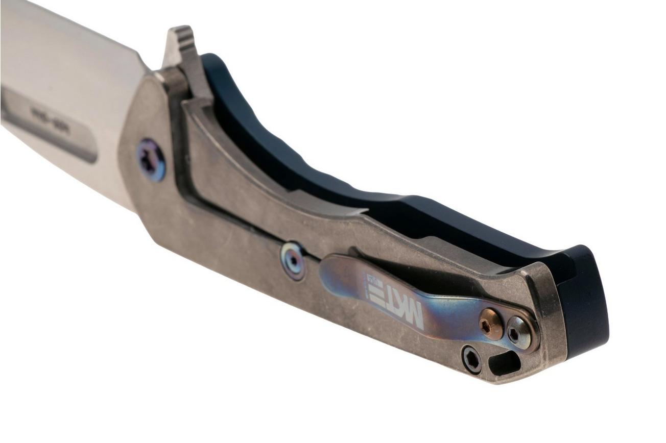 Medford Swift FL Flipper 25-SFF-02, Tumbled S45VN Tanto, Blue Aluminum Handle, Flamed Hardware zakmes