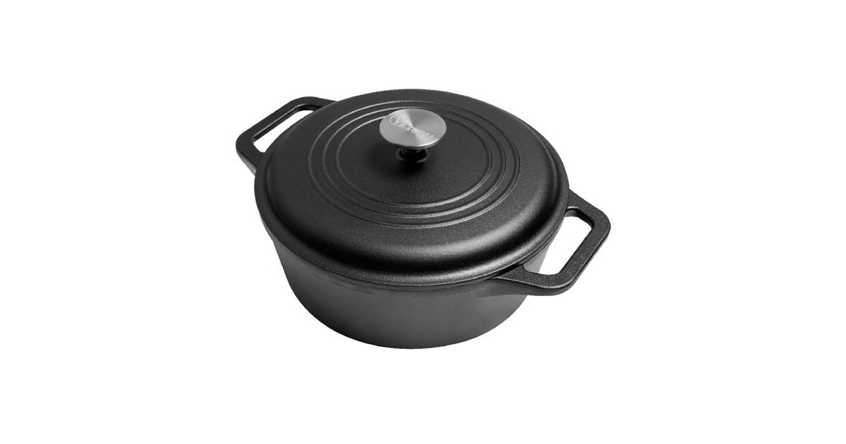 VictoriaDutch Oven, 24 cm 3,8 liter bak-/braadpan  (Zwart/zilver)