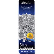 Crayon Mars Lumograph, étui métallique de 6