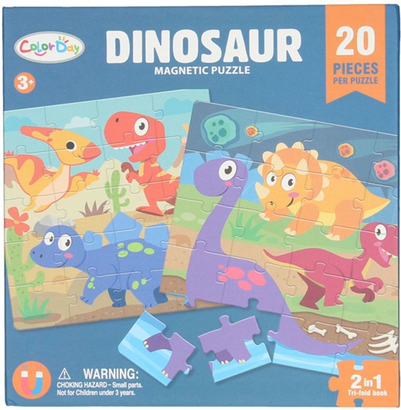 Magnetisch Puzzelboek - Dino - 2-in-1 - 20 Stukken - Geschikt Vanaf 3 Jaar