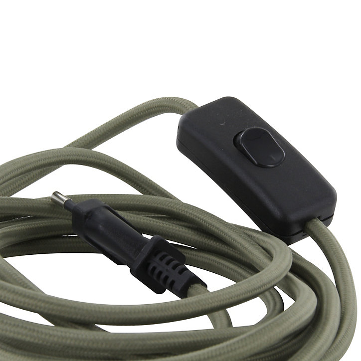 Câble en textile vert kaki Chacon 2m 2 x 0,75mm² HO3VVH2-F avec interrupteur