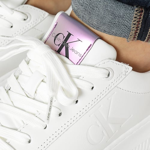 Baskets Femme Chunky Cupsole Lace Up Leather 1202 Bright White Amethyst