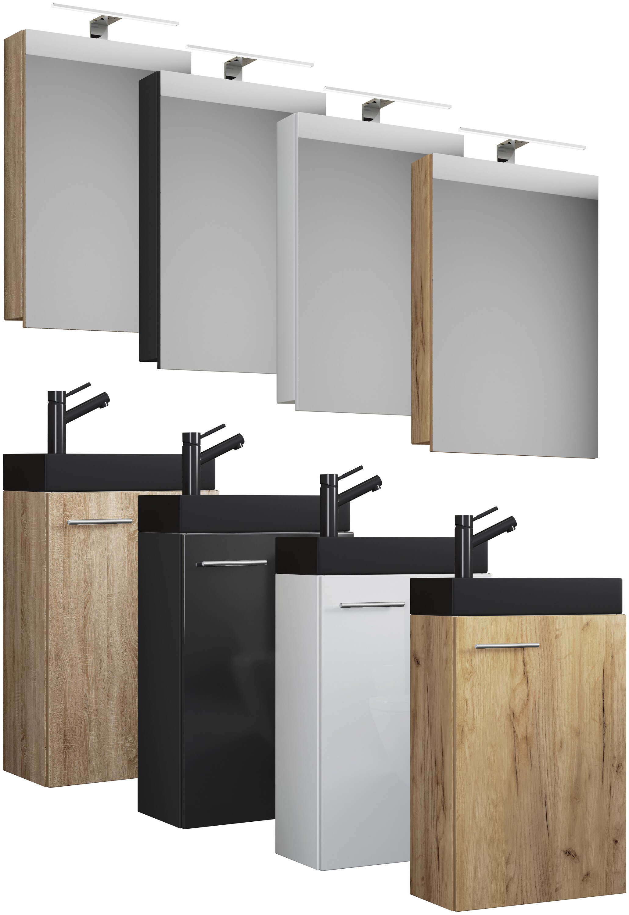 VCM 3-tlg Badmöbel Set Gäste WC Gästebad Waschplatz Waschtisch klein schmal Slito SC-BL