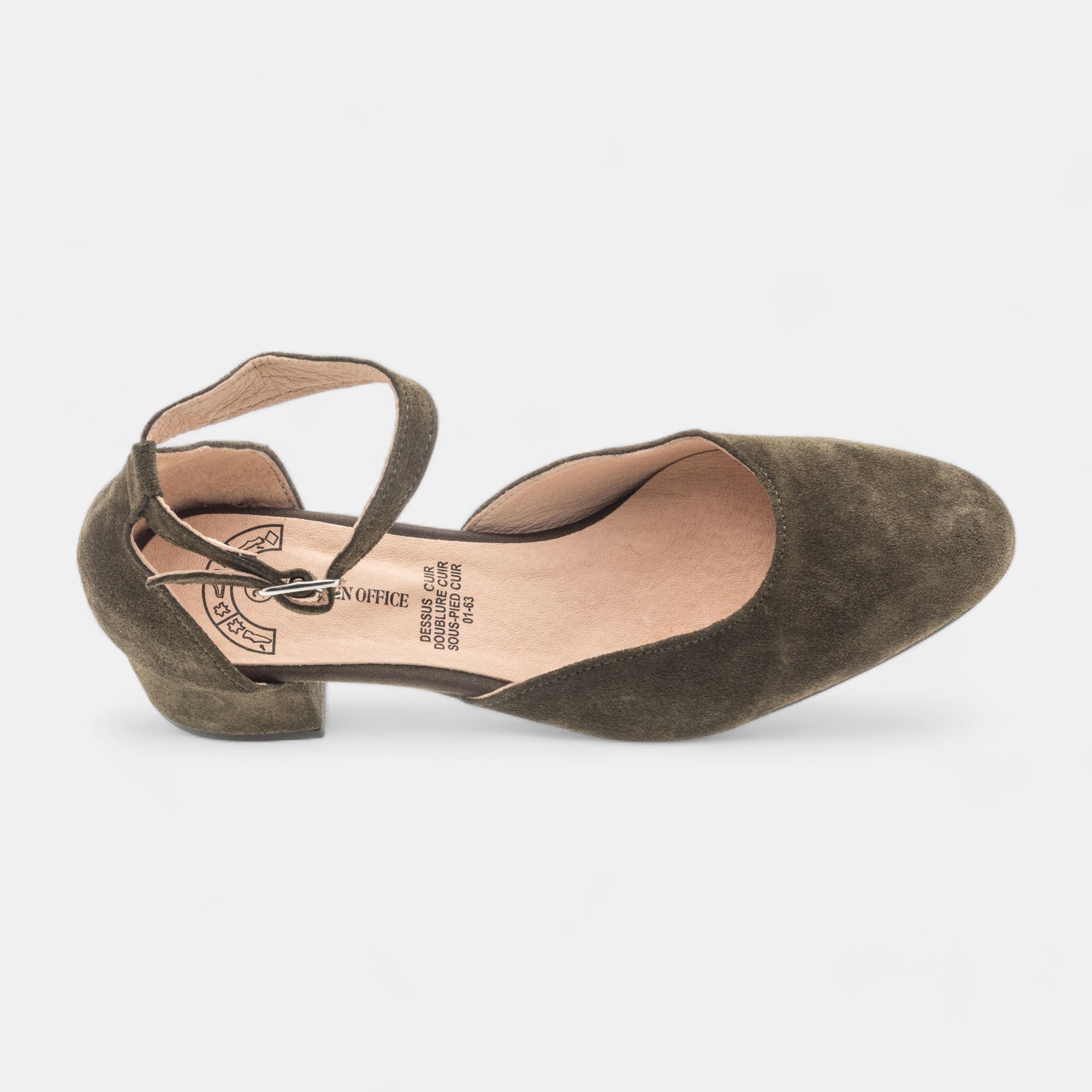Escarpins quartiers ouverts Femme en cuir kaki