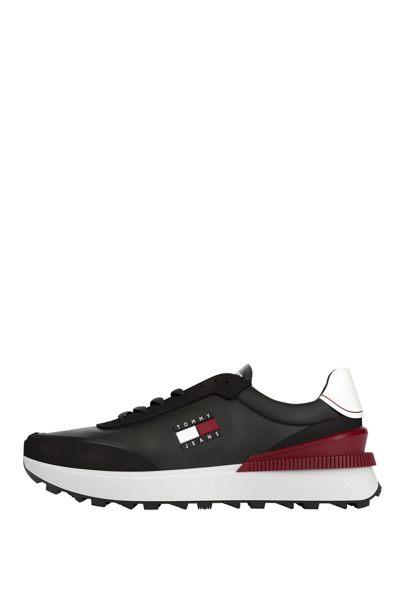 Tênis masculino Tommy Jeans com sola serrilhada.