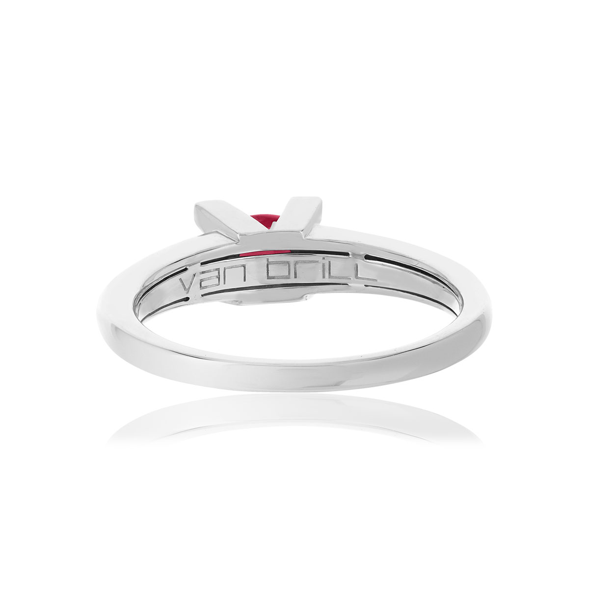 Bague VAN BRILL or blanc 750, rubis, diamant.