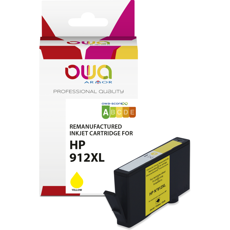 Cartouche d'encre remanufacturée OWA - haute capacité - Jaune - pour HP 912XL