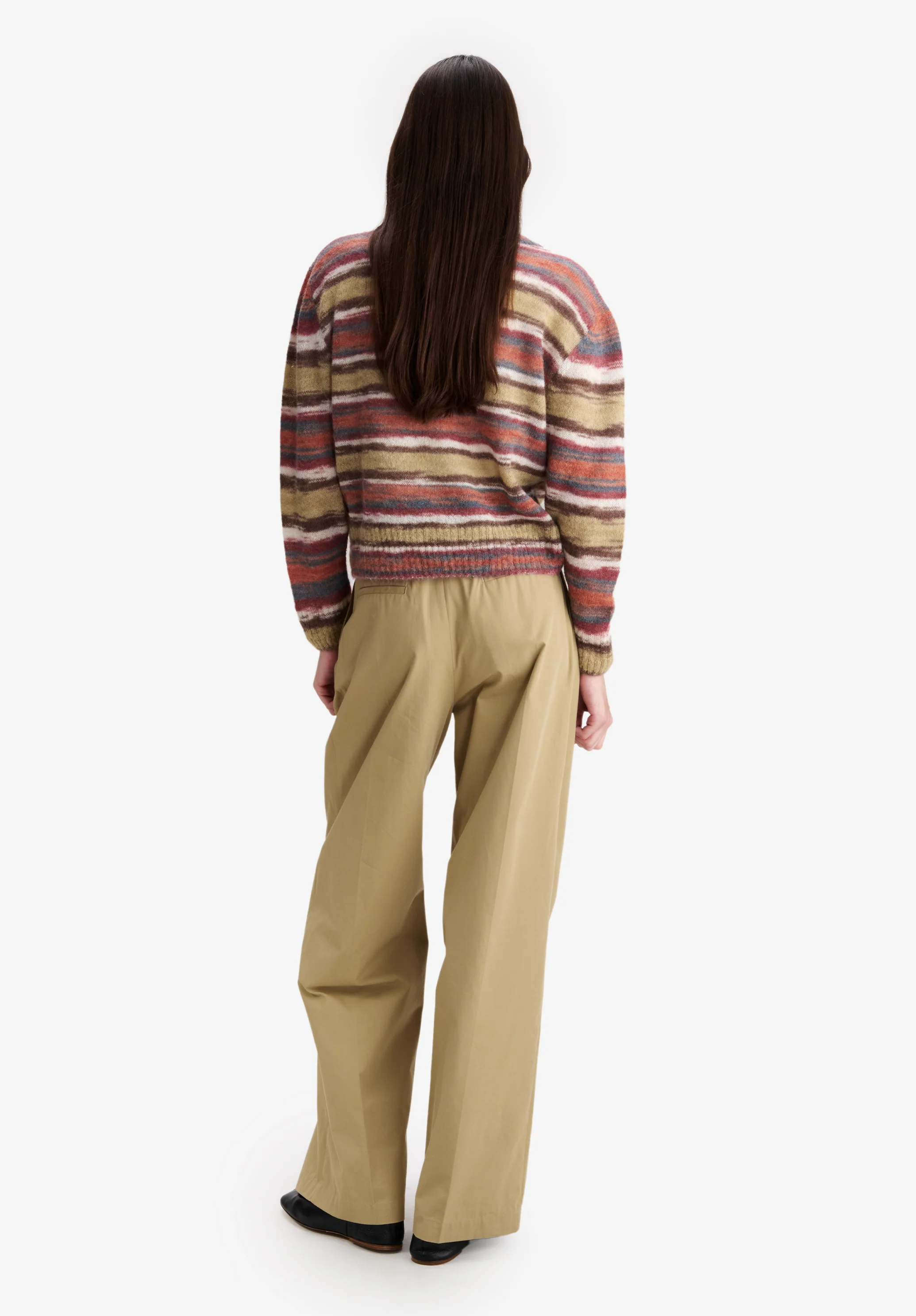 Pull rayé marron en alpaga - Marron