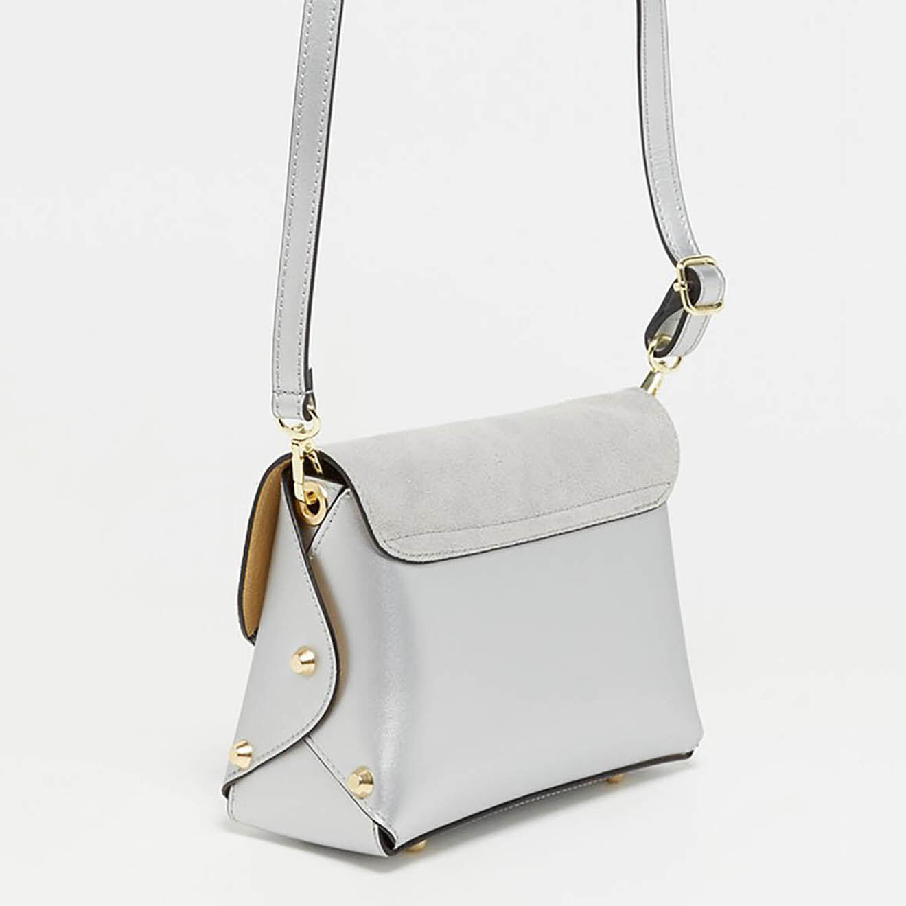 Christian Laurier Sac bandoulière en Velours de Cuir & Cuir Tess gris - 20x12x6cm cm