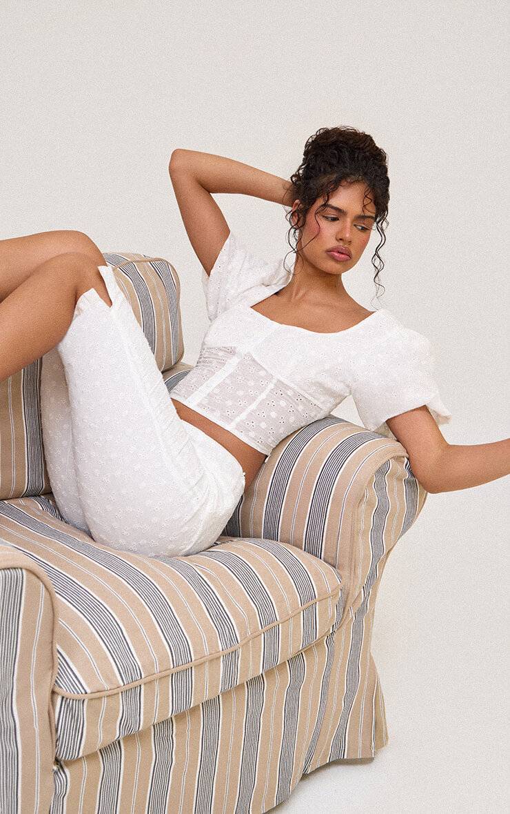 Blanc Capri En Coton Broderie Anglaise