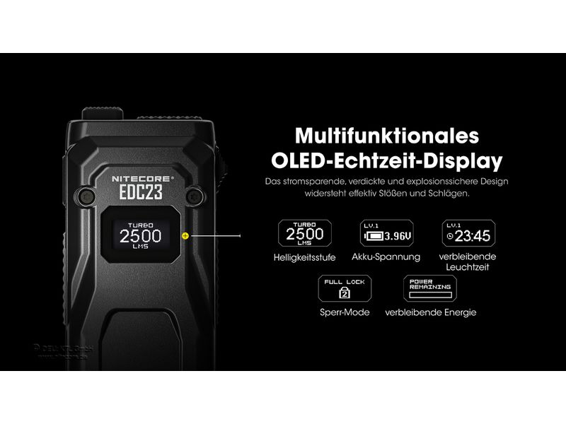 Nitecore Taschenlampe EDC23 2500 lm, 280m Ultraschlanke Taktik-Taschenlampe