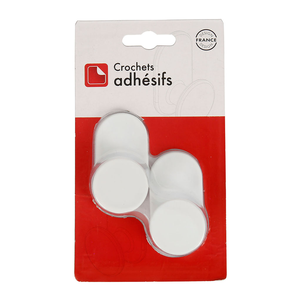 Lot de 2 crochets adhésifs maxi blanc