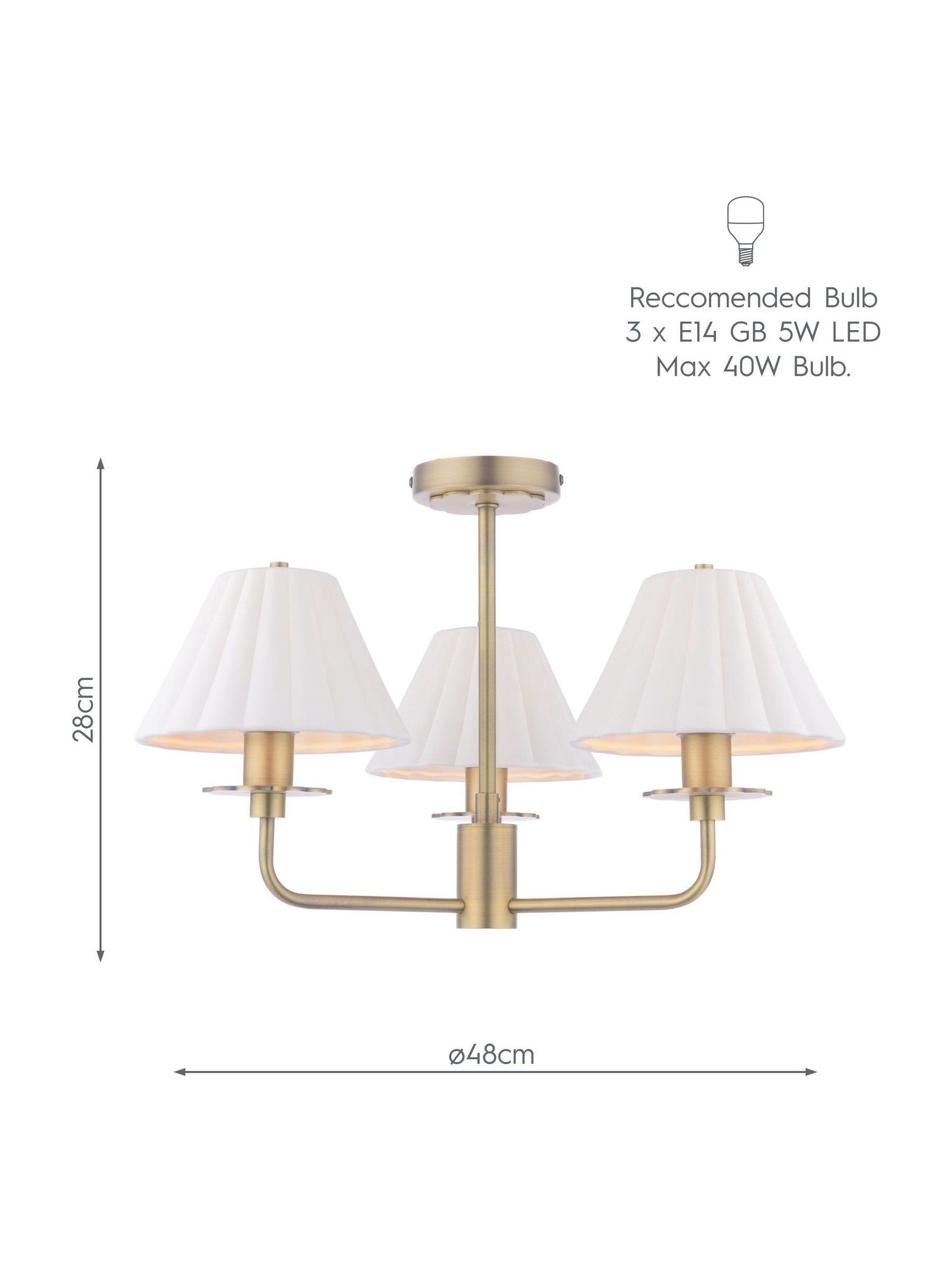 Laura Ashley Mixbury 3 Semi Flush Ceiling Light