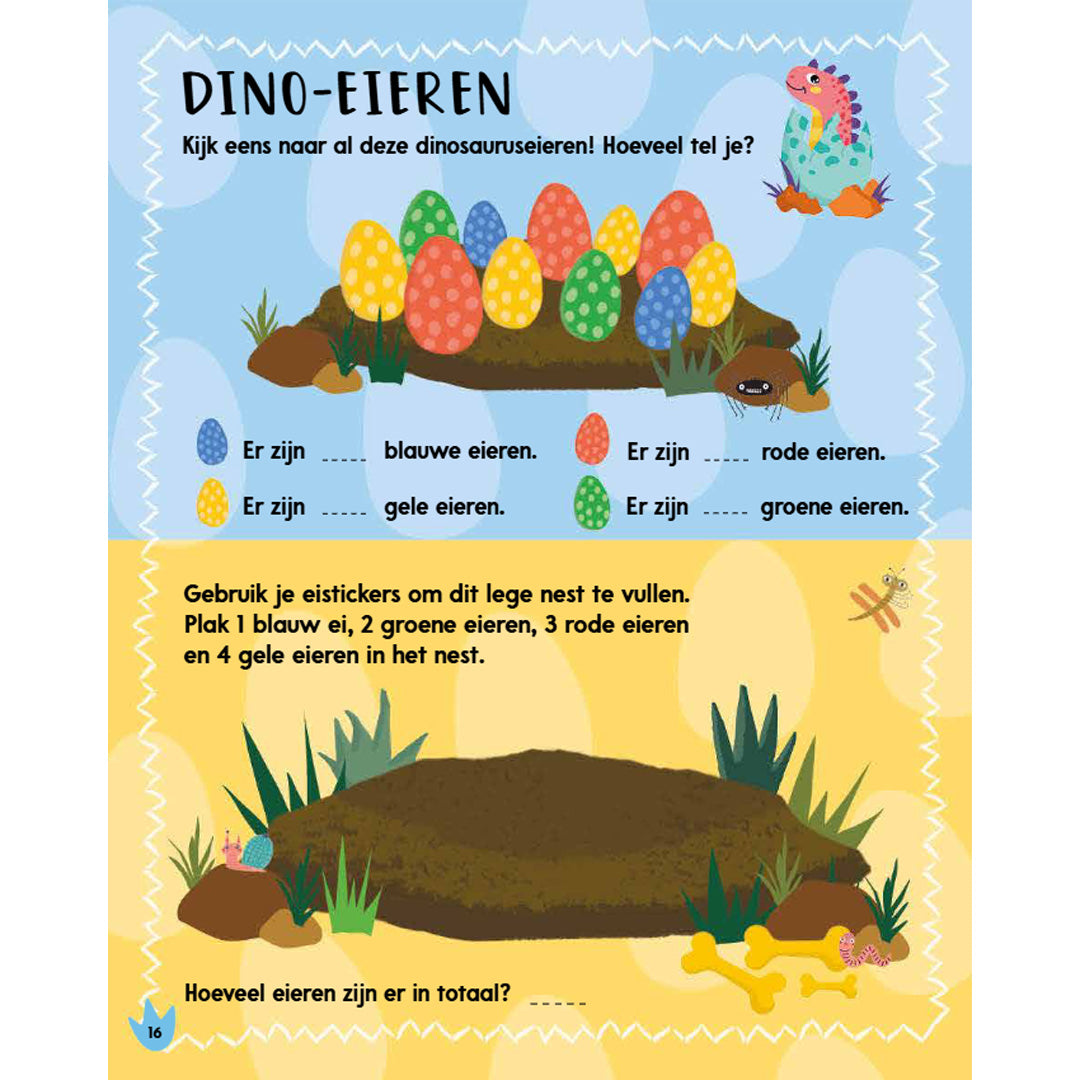 uitgeverij rebo activiteintenboek met stickers - dino's 1000 stickers