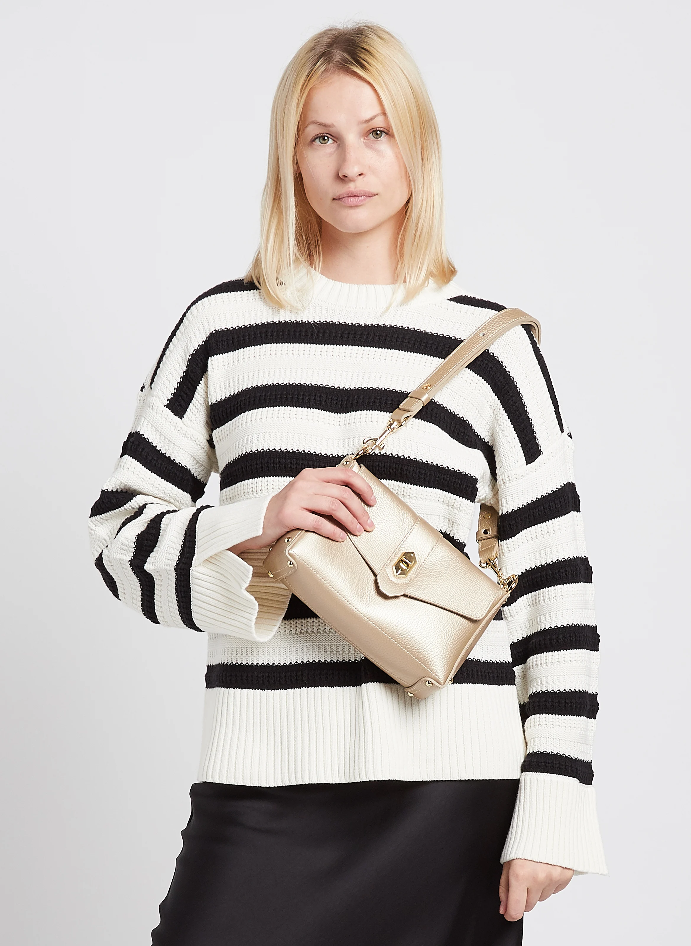 Sac bandoulière en cuir| Doré