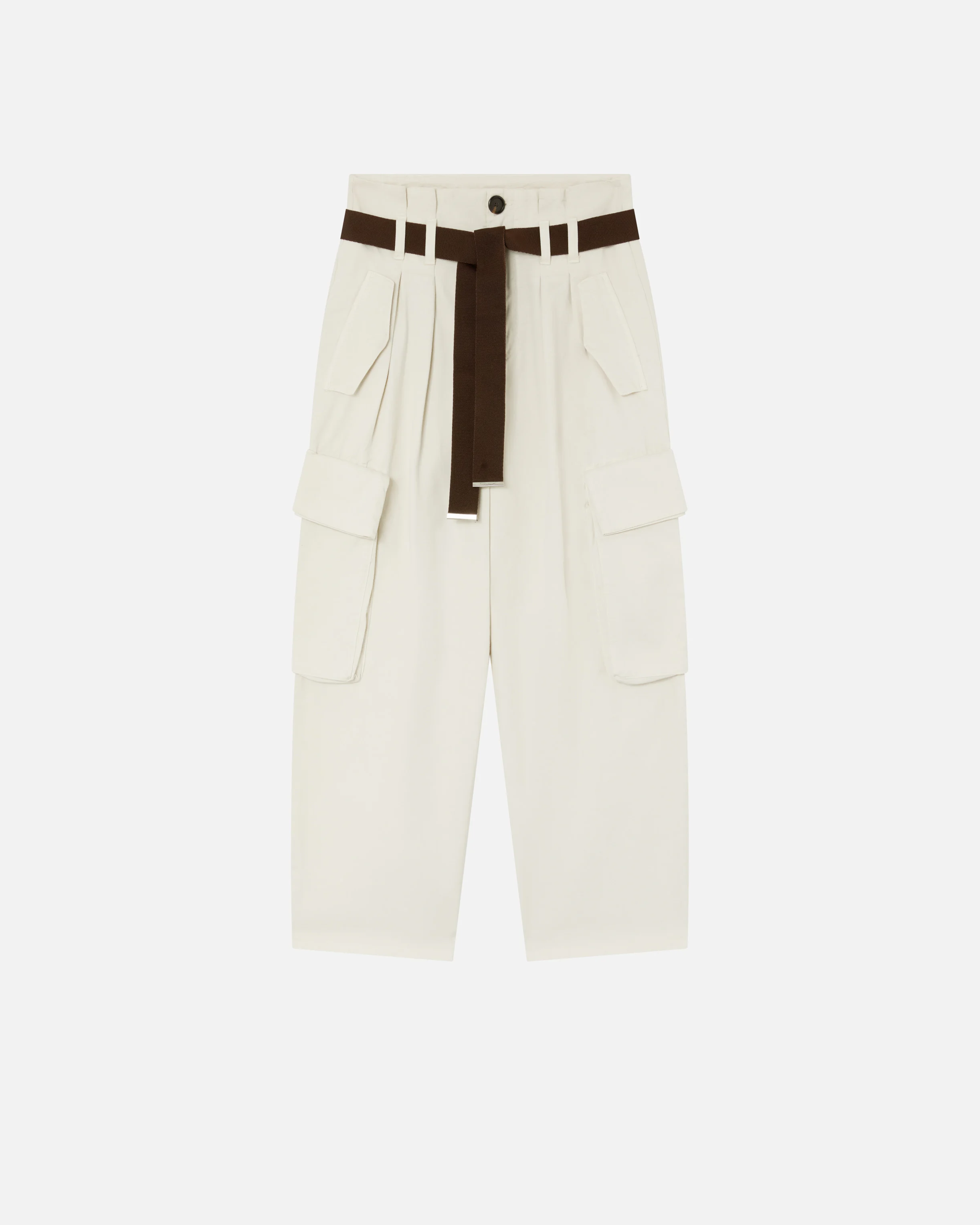 Pantalon cargo oversize ceinturé | Blanc