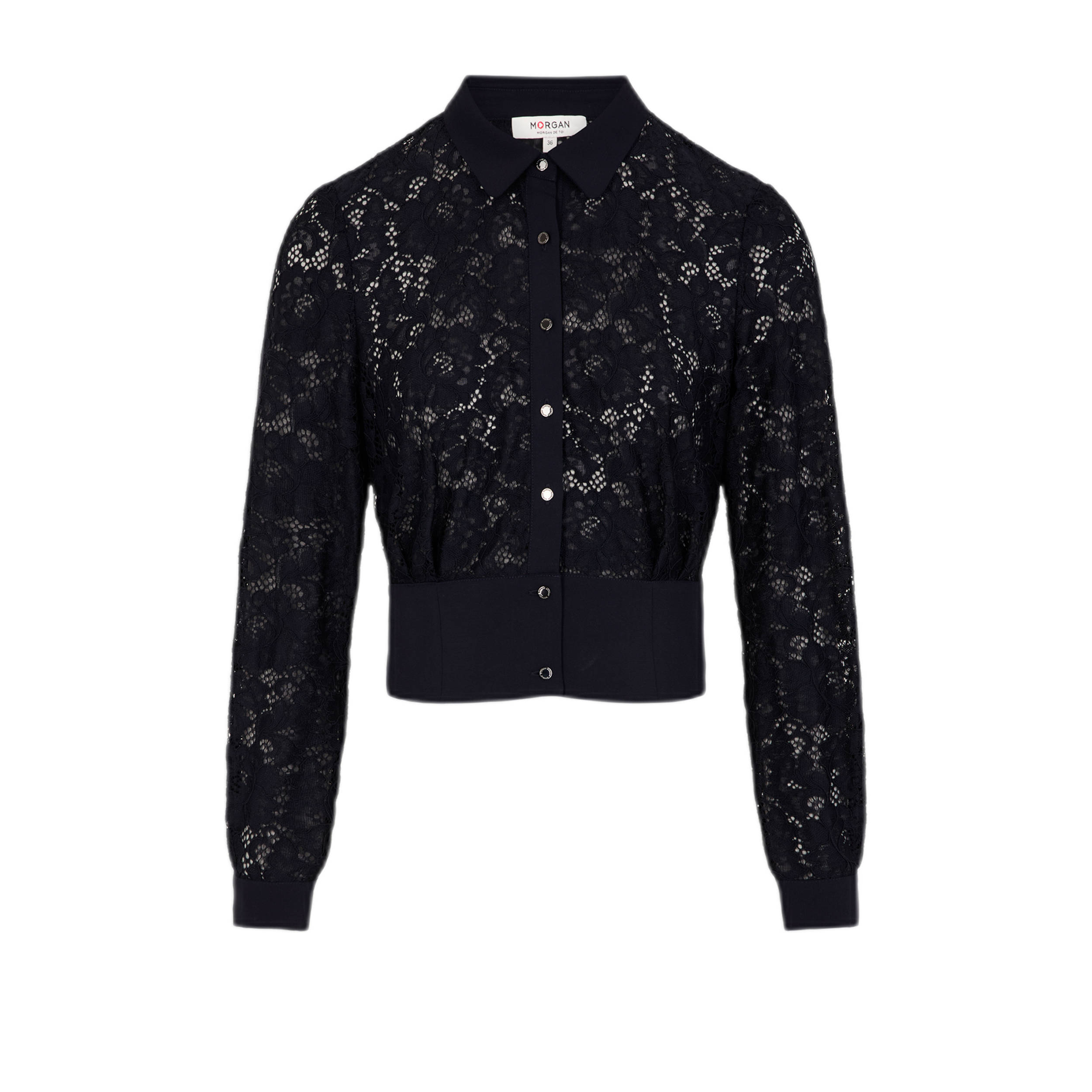 Morgan blouse met kant donkerblauw