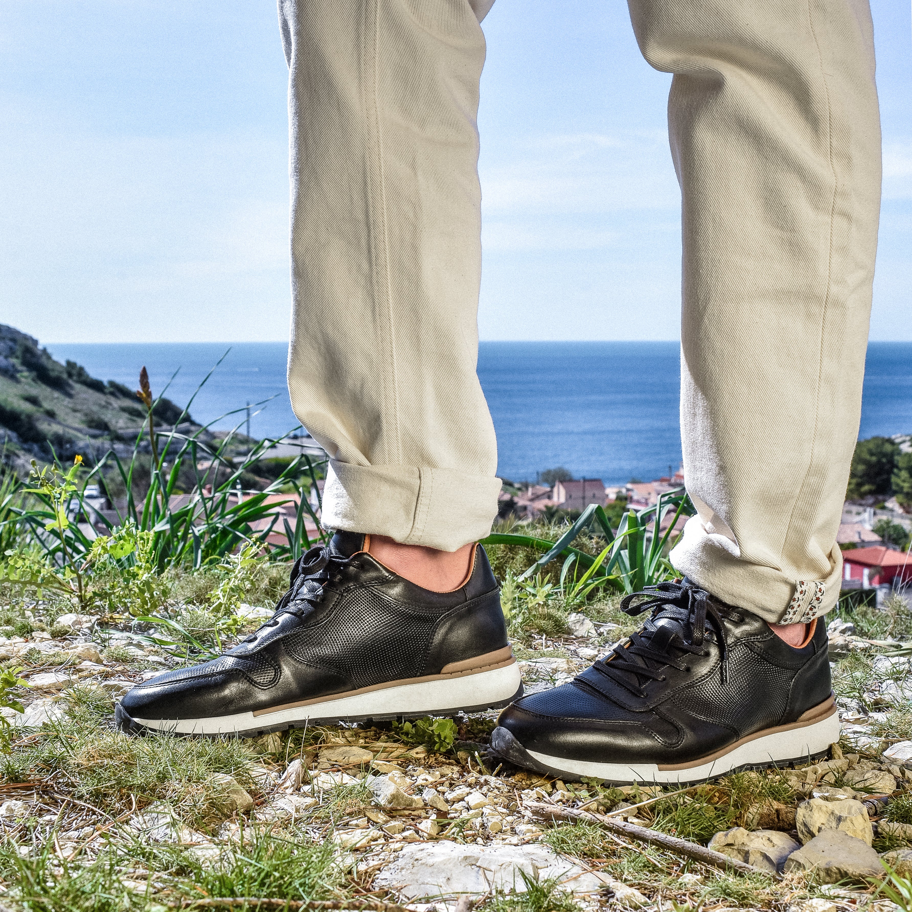 Jako-Sneakers / basket en cuir noir