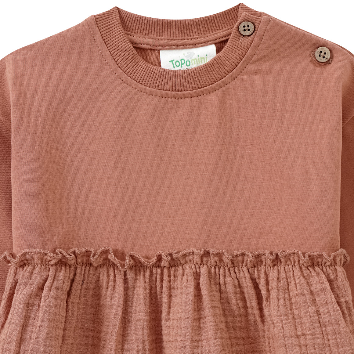 Topomini Pure Collection Baby Kleid aus Sweat und Musselin terracotta