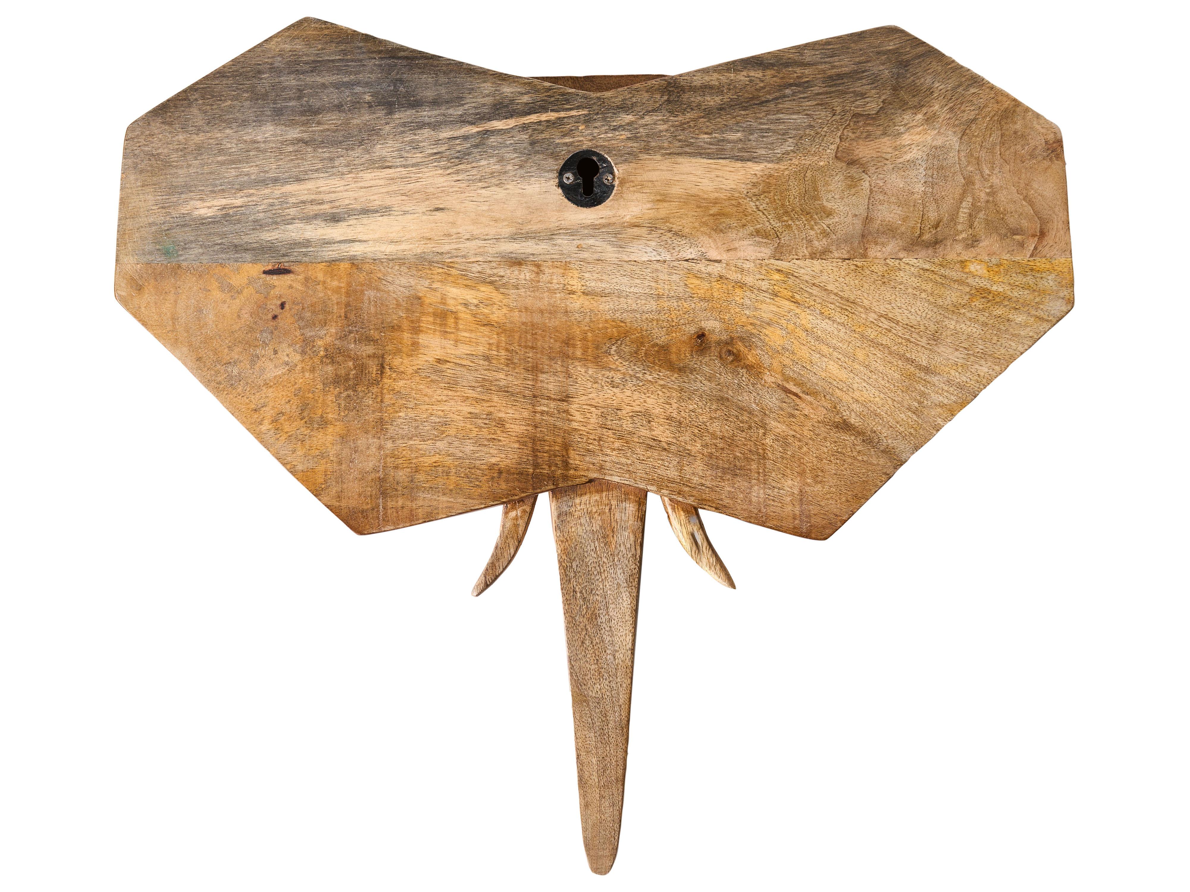 Wanddecoratie Olifant GAROUA Mangohout 37 cm Bruin