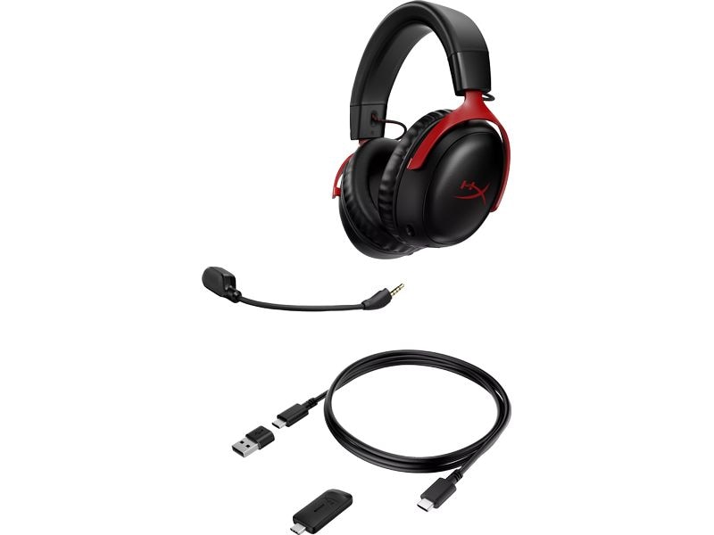 HyperX Headset Cloud III Wireless Rot/Schwarz Komfortables Gaming-Headset für PC und Spielkonsolen