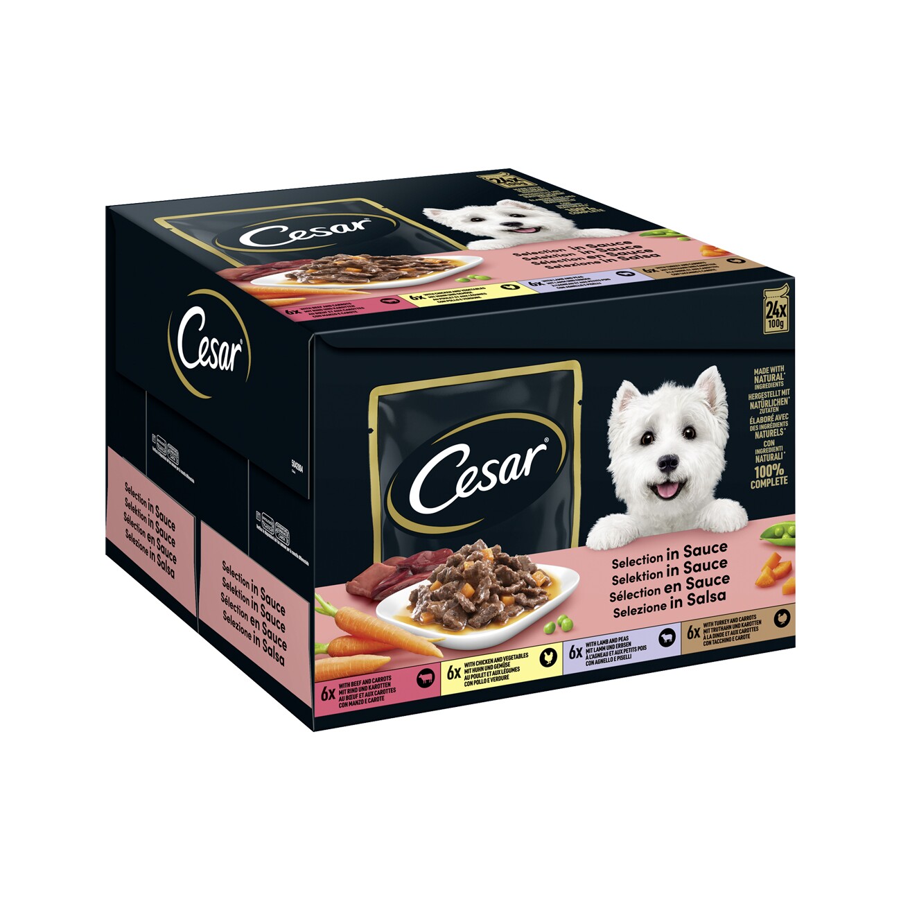 Cesar Feines im Frischebeutel in Sauce Multipack 24x100g